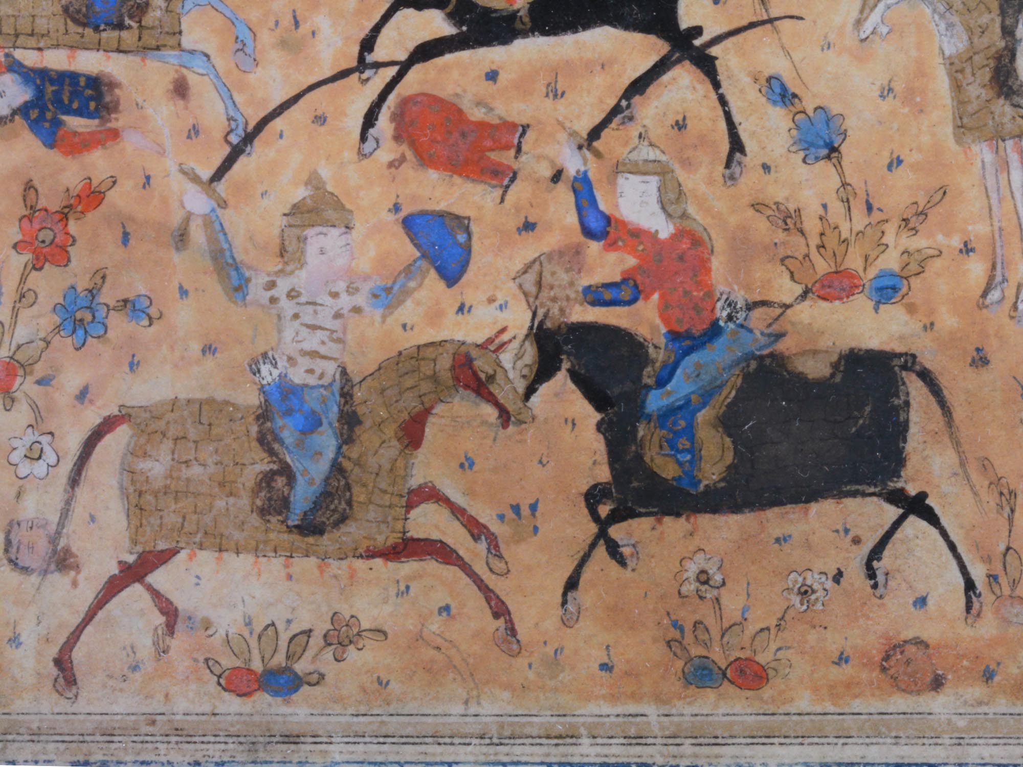 ANTIQUE 17TH CENT PERSIAN MINIATURE OF A BATTLE PIC-4